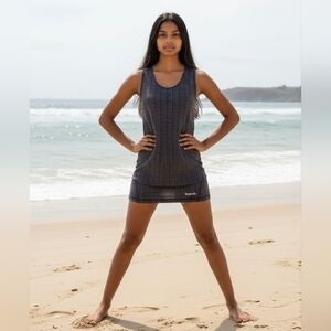 Excellent Quality Bench Fitted Sleeveless Dark Grey Stretch Tank Top Womens S